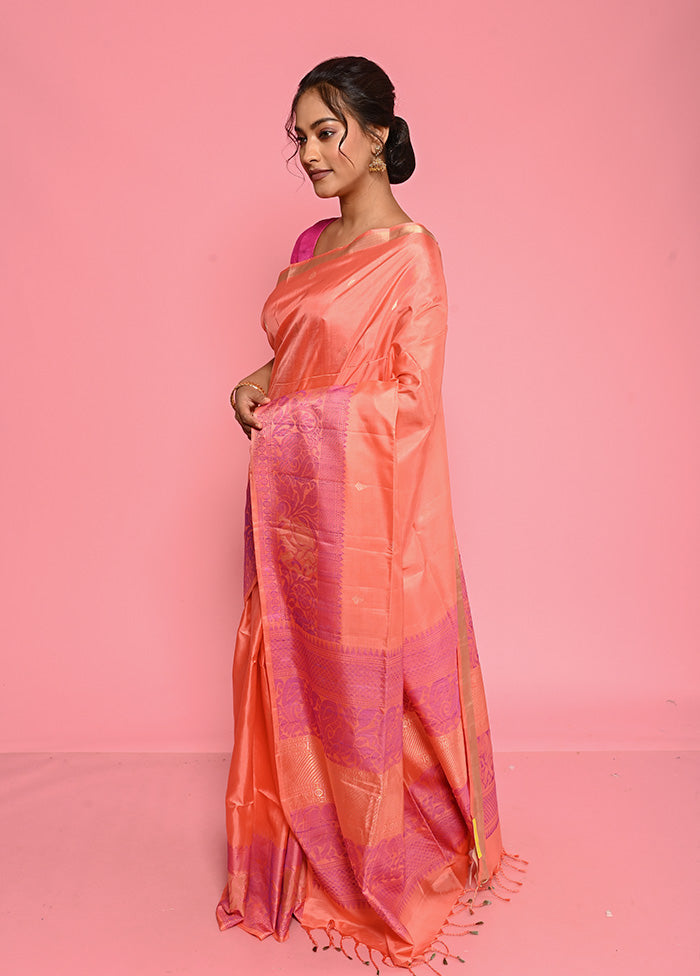 Rust Pure Arni Silk Saree With Blouse Piece - Indian Silk House Agencies