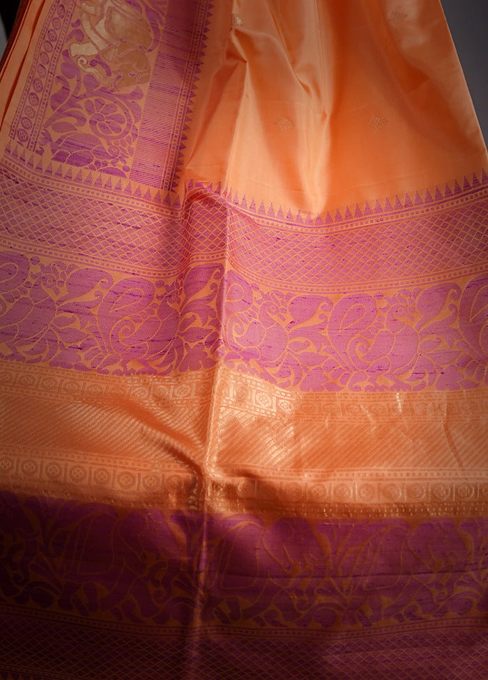 Rust Kanjivaram Pure Silk Saree With Blouse Piece - Indian Silk House Agencies