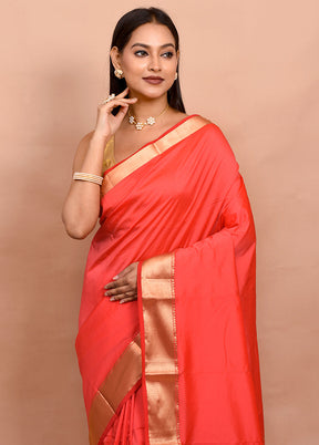 Pink Kanjivaram Silk Saree With Blouse Piece - Indian Silk House Agencies