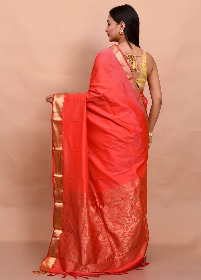 Pink Kanjivaram Silk Saree With Blouse Piece - Indian Silk House Agencies