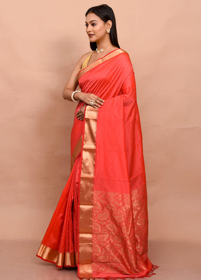 Pink Kanjivaram Silk Saree With Blouse Piece - Indian Silk House Agencies