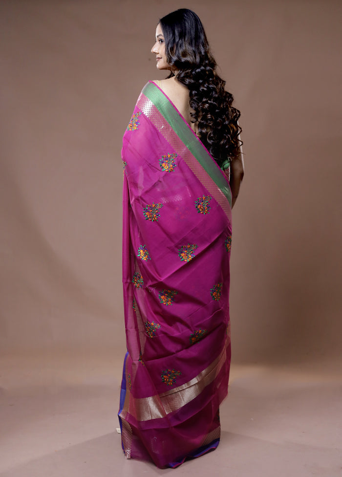 Pink Cotton Saree With Blouse Piece - Indian Silk House Agencies