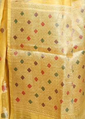 Yellow Linen Silk Saree With Blouse Piece - Indian Silk House Agencies