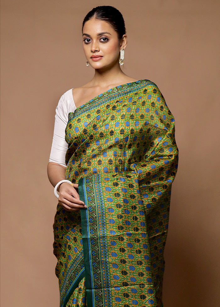 Multicolor Printed Pure Silk Saree Without Blouse Piece