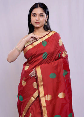 Red Kanjivaram Silk Saree With Blouse Piece - Indian Silk House Agencies