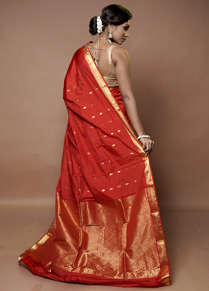 Red Kanjivaram Silk Saree With Blouse Piece