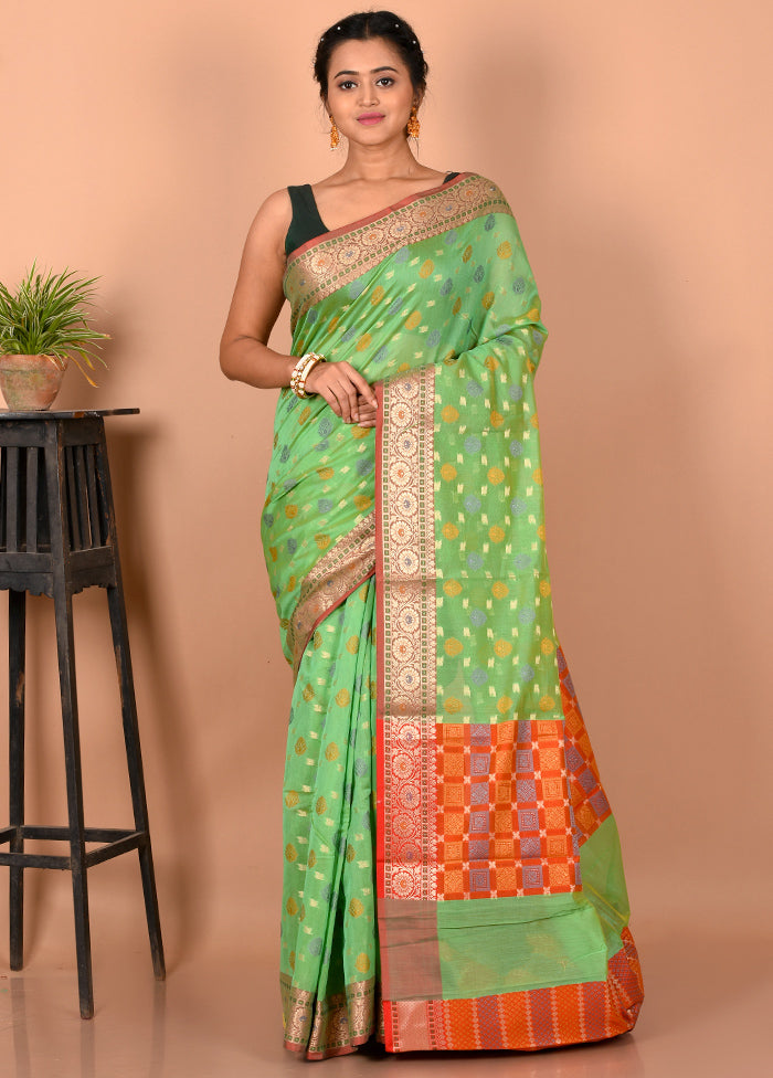 Green Kora Silk Saree With Blouse Piece - Indian Silk House Agencies