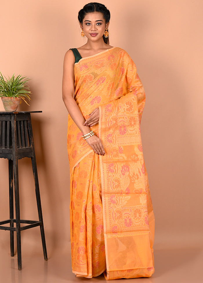 Yellow Kora Silk Saree With Blouse Piece - Indian Silk House Agencies