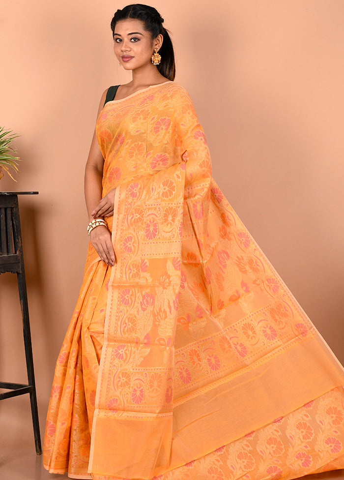 Yellow Kora Silk Saree With Blouse Piece - Indian Silk House Agencies