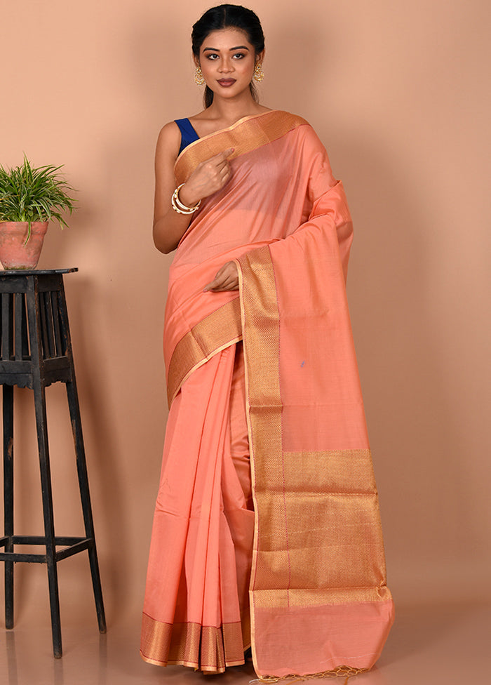 Rust Kora Silk Saree With Blouse Piece - Indian Silk House Agencies