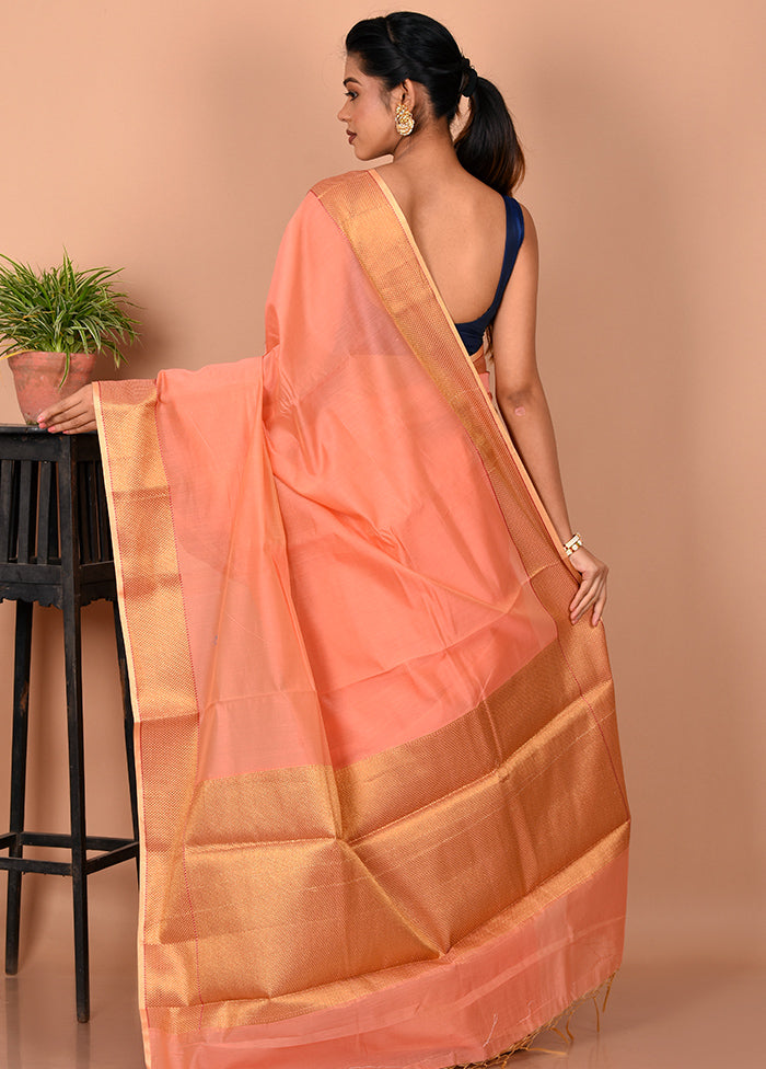 Rust Kora Silk Saree With Blouse Piece - Indian Silk House Agencies