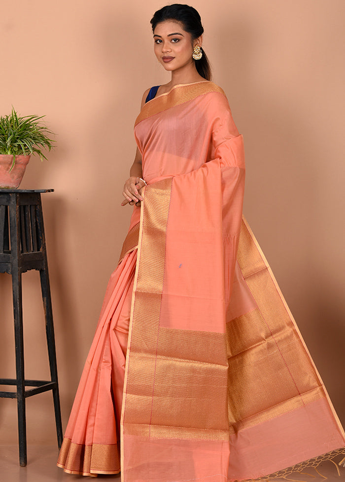 Rust Kora Silk Saree With Blouse Piece - Indian Silk House Agencies