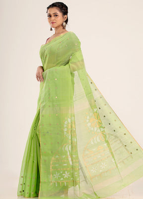 Light Green Matka Silk Saree With Blouse Piece - Indian Silk House Agencies