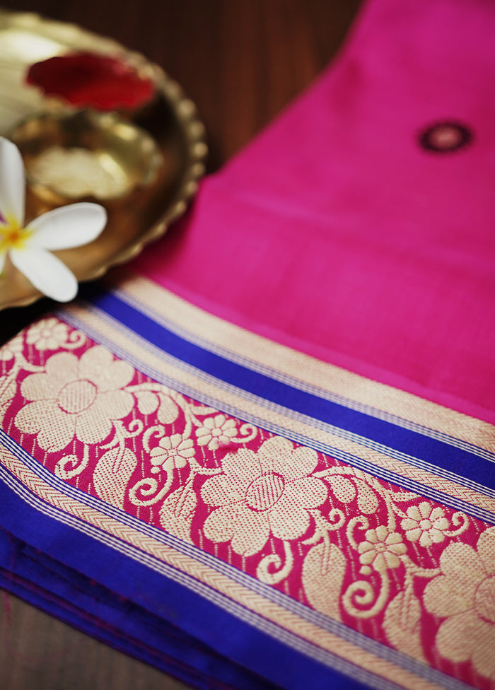 Pink Garad Pure Silk Saree Without Blouse Piece