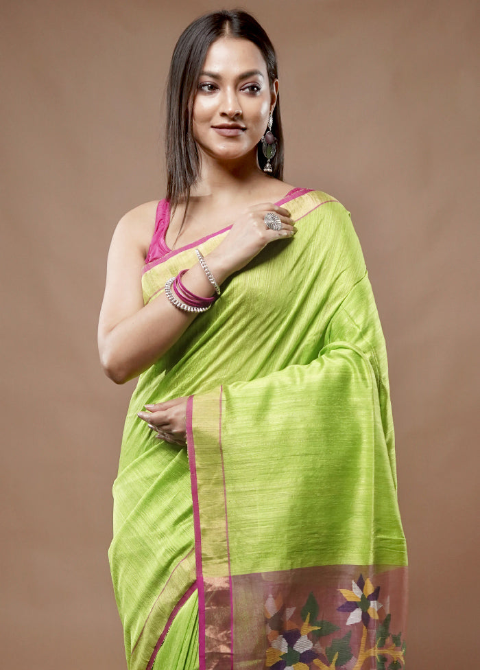 Green Matka Silk Saree With Blouse Piece - Indian Silk House Agencies