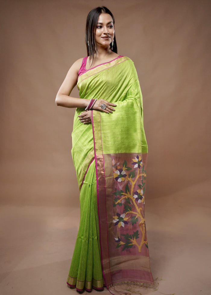 Green Matka Silk Saree With Blouse Piece - Indian Silk House Agencies