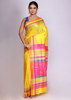 Yellow Tussar Silk Saree With Blouse Piece - Indian Silk House Agencies