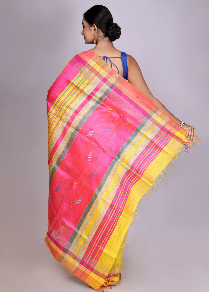 Yellow Tussar Silk Saree With Blouse Piece - Indian Silk House Agencies