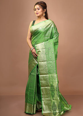 Green Kanjivaram Silk Saree With Blouse Piece - Indian Silk House Agencies