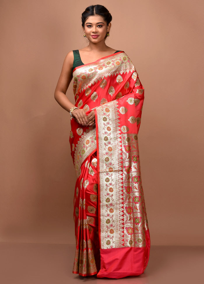 Pink Banarasi Silk Saree With Blouse Piece - Indian Silk House Agencies