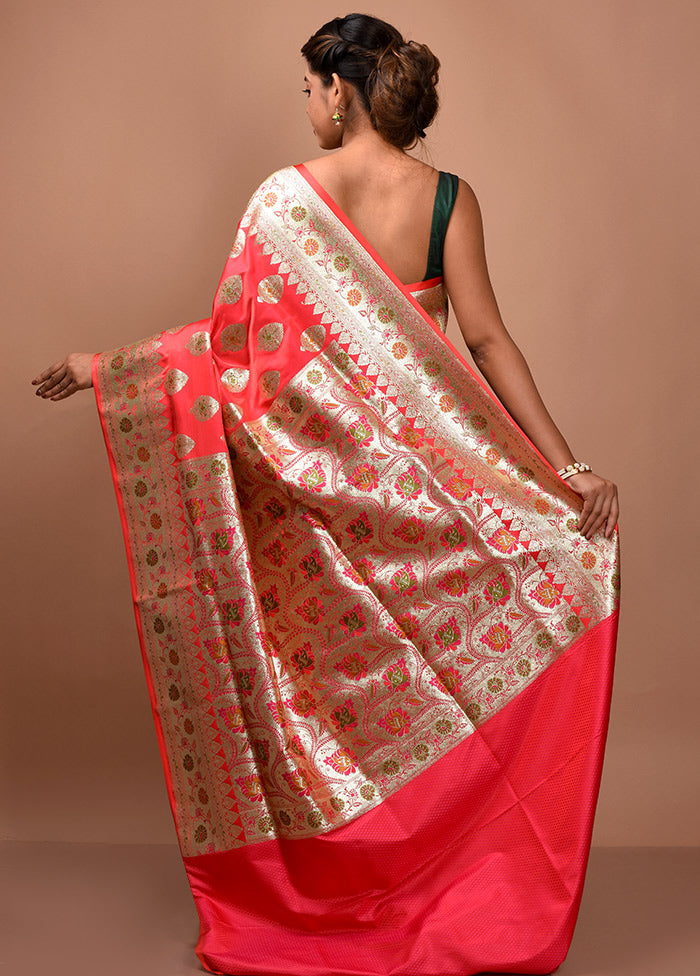 Pink Banarasi Silk Saree With Blouse Piece - Indian Silk House Agencies