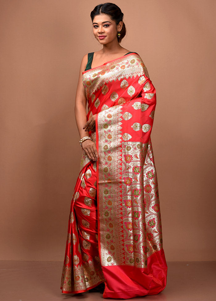 Pink Banarasi Silk Saree With Blouse Piece - Indian Silk House Agencies