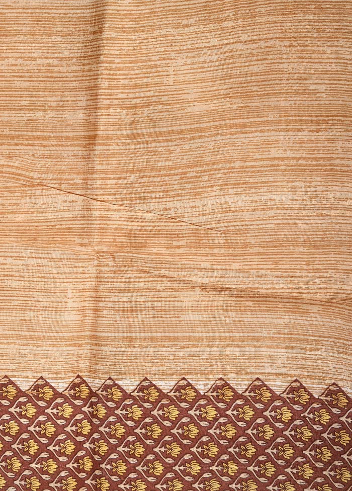 Brown Pure Printed Silk Saree With Blouse Piece - Indian Silk House Agencies