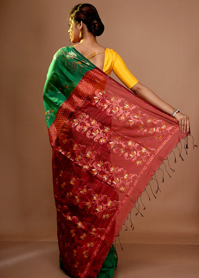 Green Matka Silk Saree With Blouse Piece - Indian Silk House Agencies