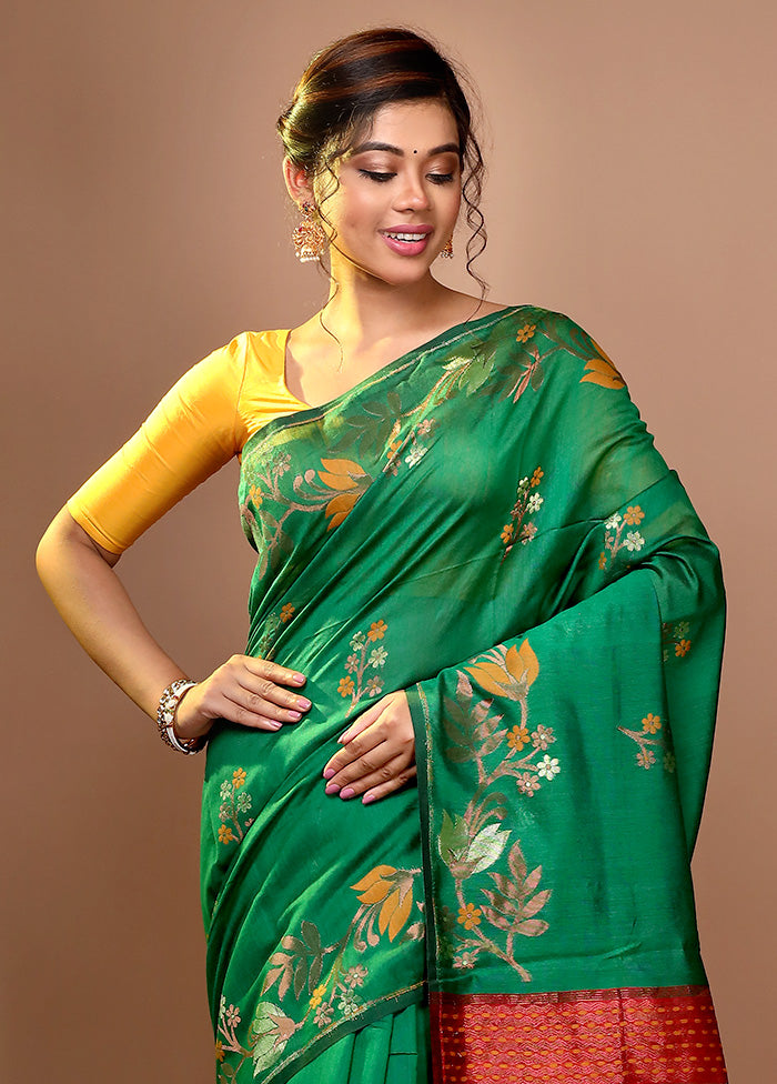 Green Matka Silk Saree With Blouse Piece - Indian Silk House Agencies