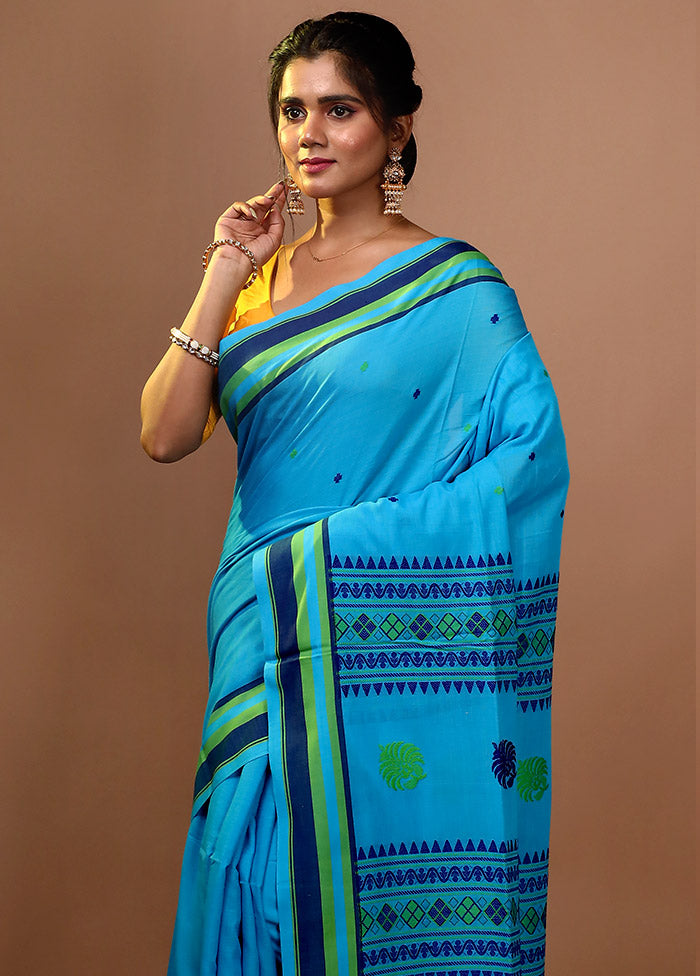 Blue Begumpuri Cotton Saree Without Blouse Piece - Indian Silk House Agencies