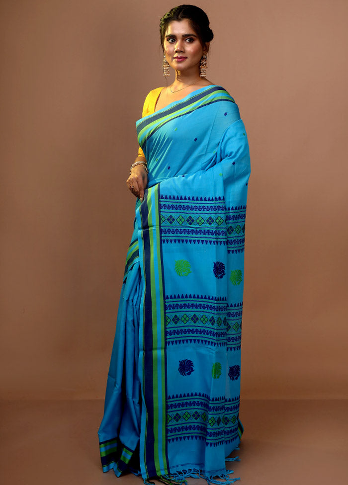 Blue Begumpuri Cotton Saree Without Blouse Piece - Indian Silk House Agencies