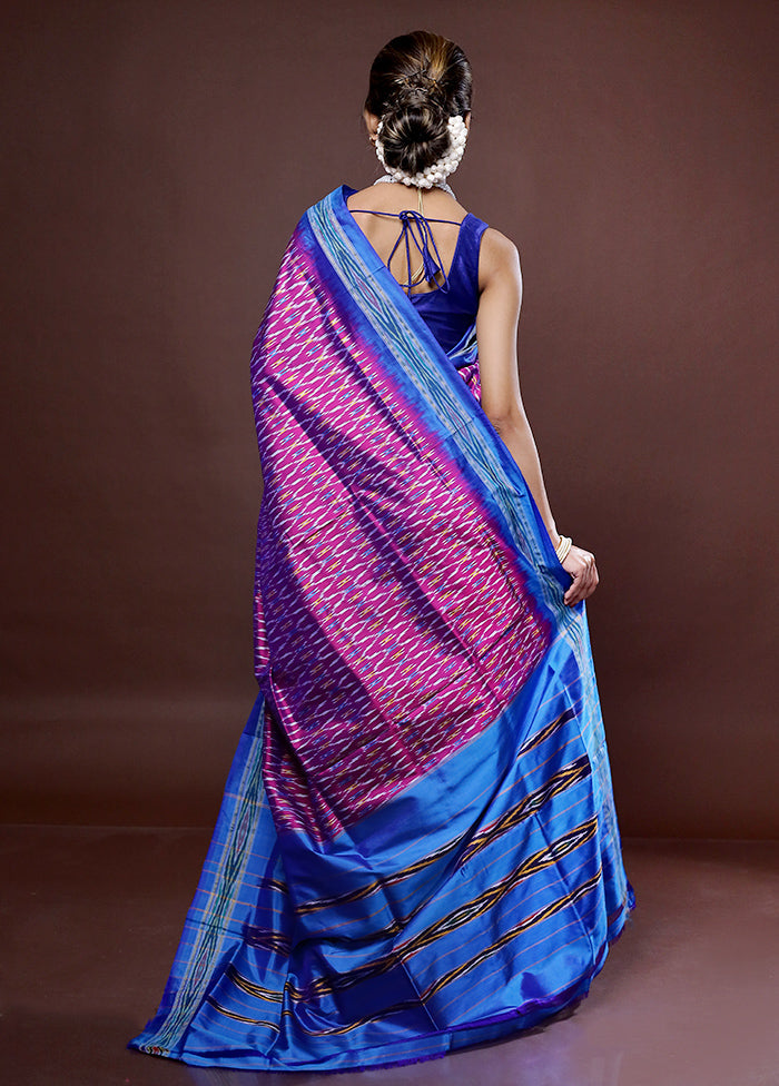 Pink Ikkat Pure Silk Saree With Blouse Piece - Indian Silk House Agencies