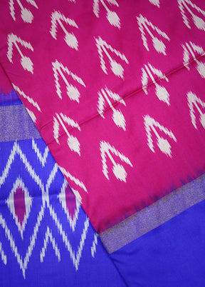 Pink Ikkat Pure Silk Saree With Blouse Piece - Indian Silk House Agencies