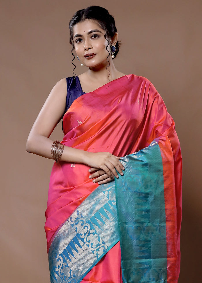 Pink Kanjivaram Pure Silk Saree With Blouse Piece - Indian Silk House Agencies