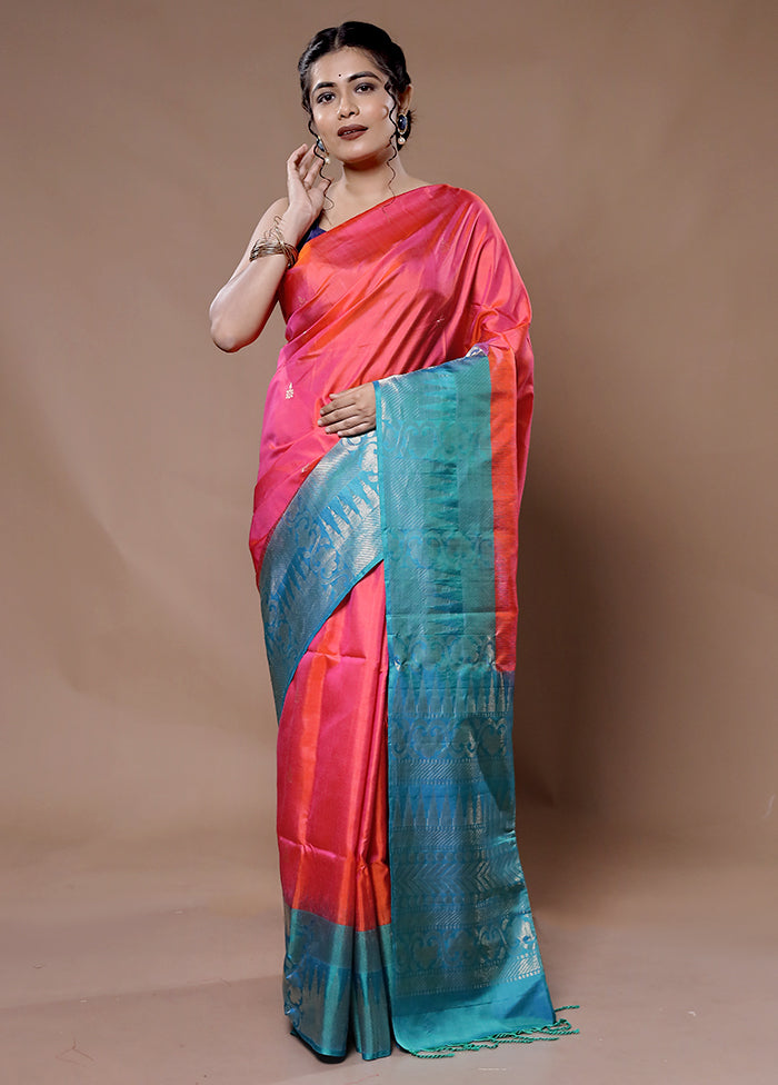 Pink Kanjivaram Pure Silk Saree With Blouse Piece - Indian Silk House Agencies