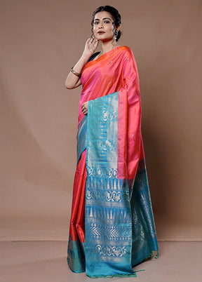 Pink Kanjivaram Pure Silk Saree With Blouse Piece - Indian Silk House Agencies