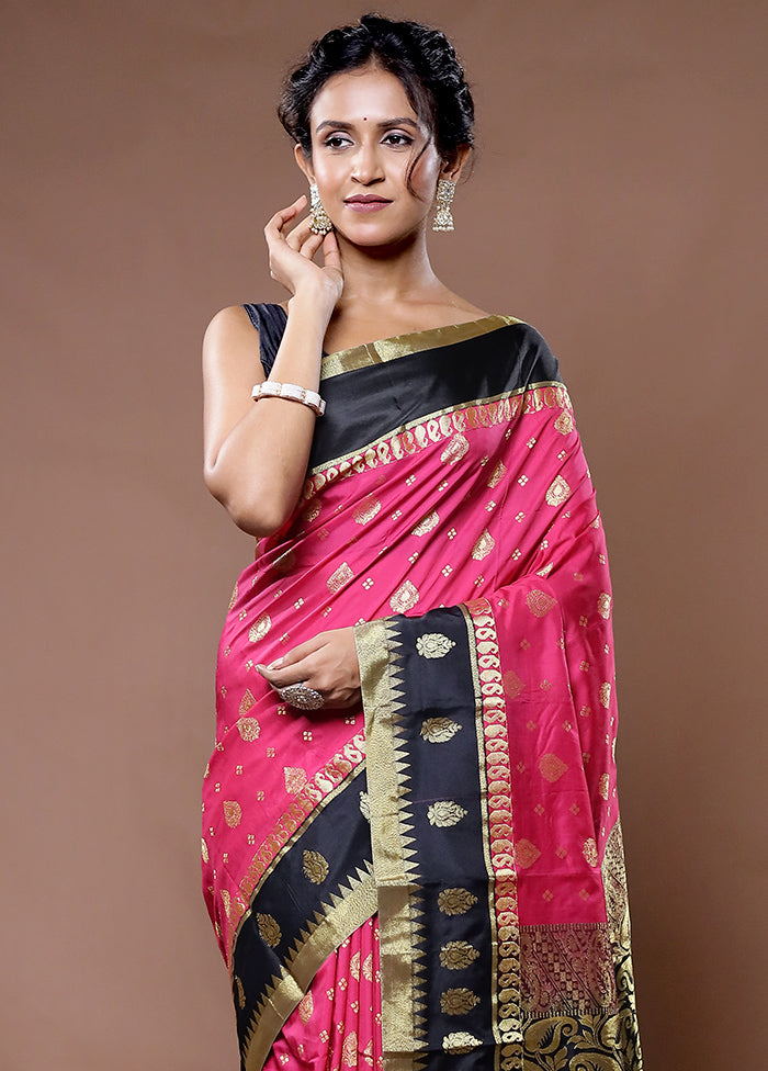 Pink Kanjivaram Silk Saree With Blouse Piece - Indian Silk House Agencies