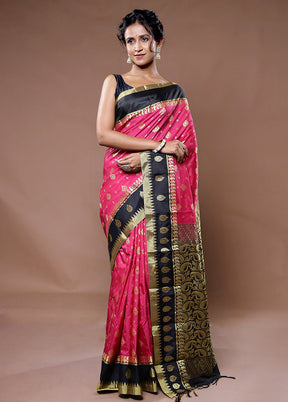 Pink Kanjivaram Silk Saree With Blouse Piece - Indian Silk House Agencies