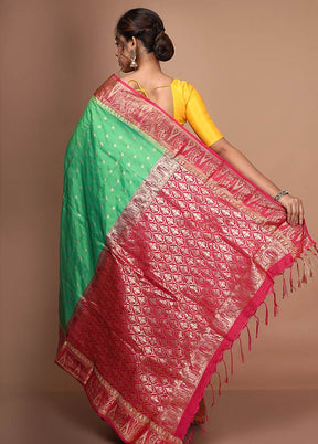 Green Kanjivaram Silk Saree With Blouse Piece - Indian Silk House Agencies