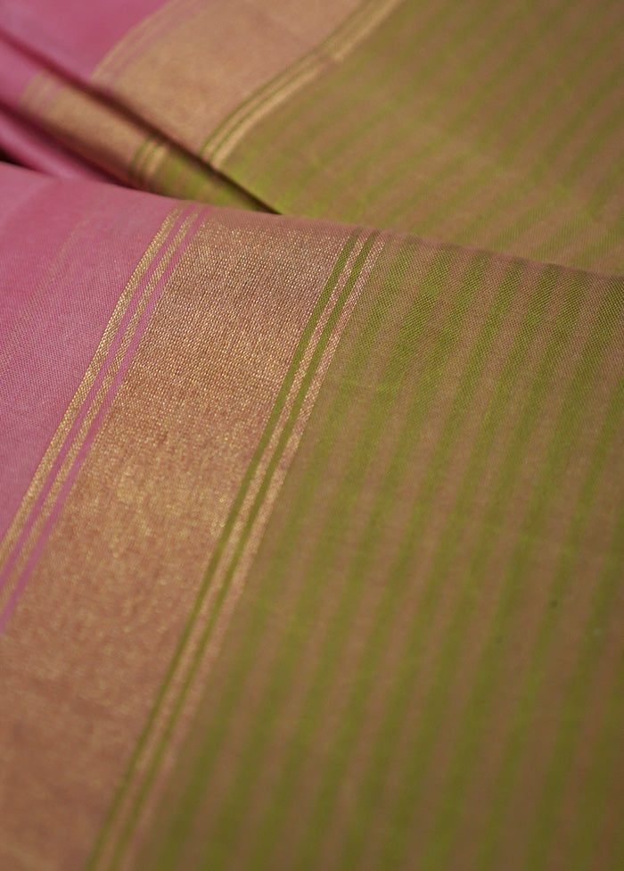 Pink Kanjivaram Silk Saree With Blouse Piece - Indian Silk House Agencies