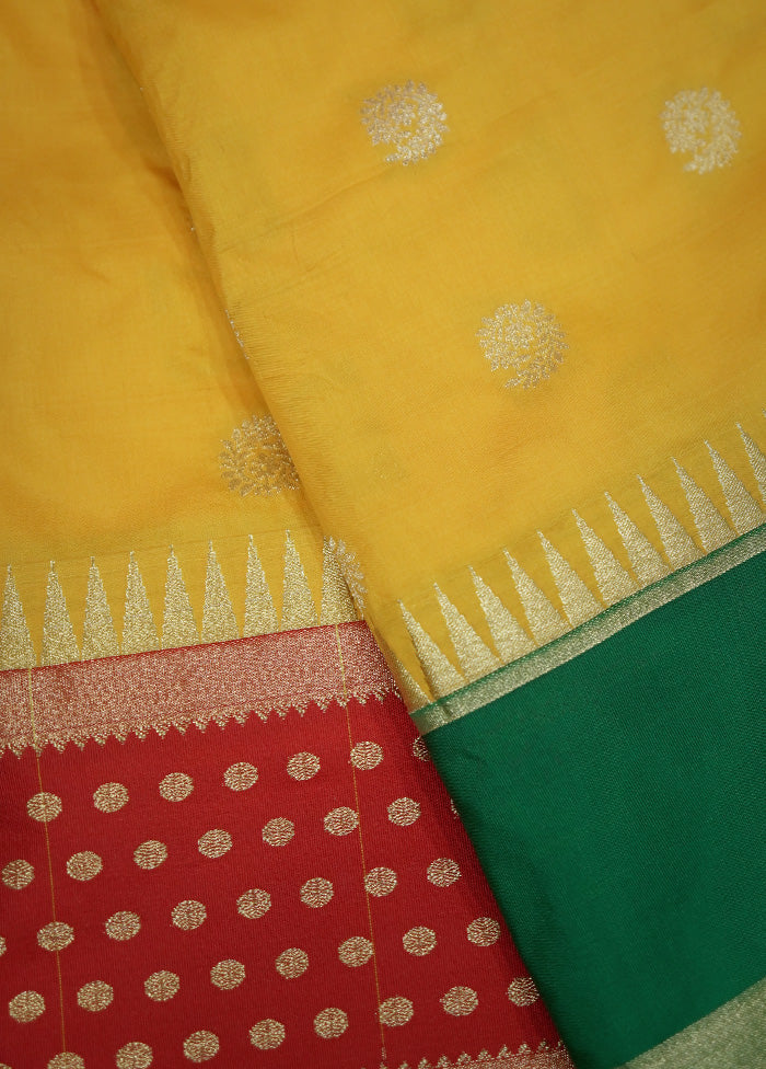 Yellow Kanjivaram Silk Saree With Blouse Piece - Indian Silk House Agencies