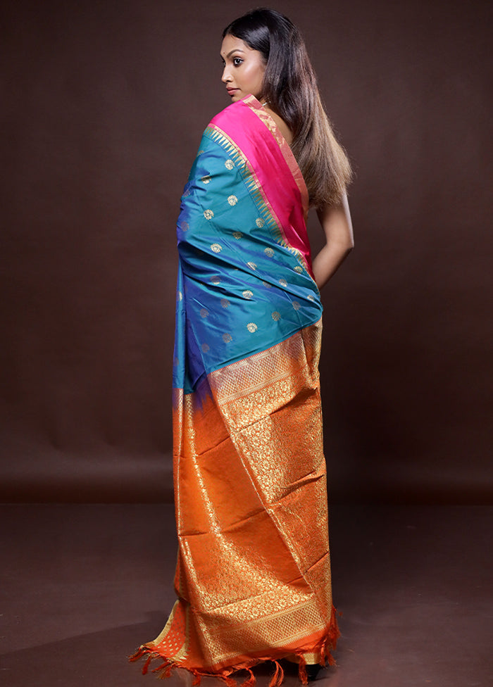 Green Kanjivaram Silk Saree Without Blouse Piece - Indian Silk House Agencies