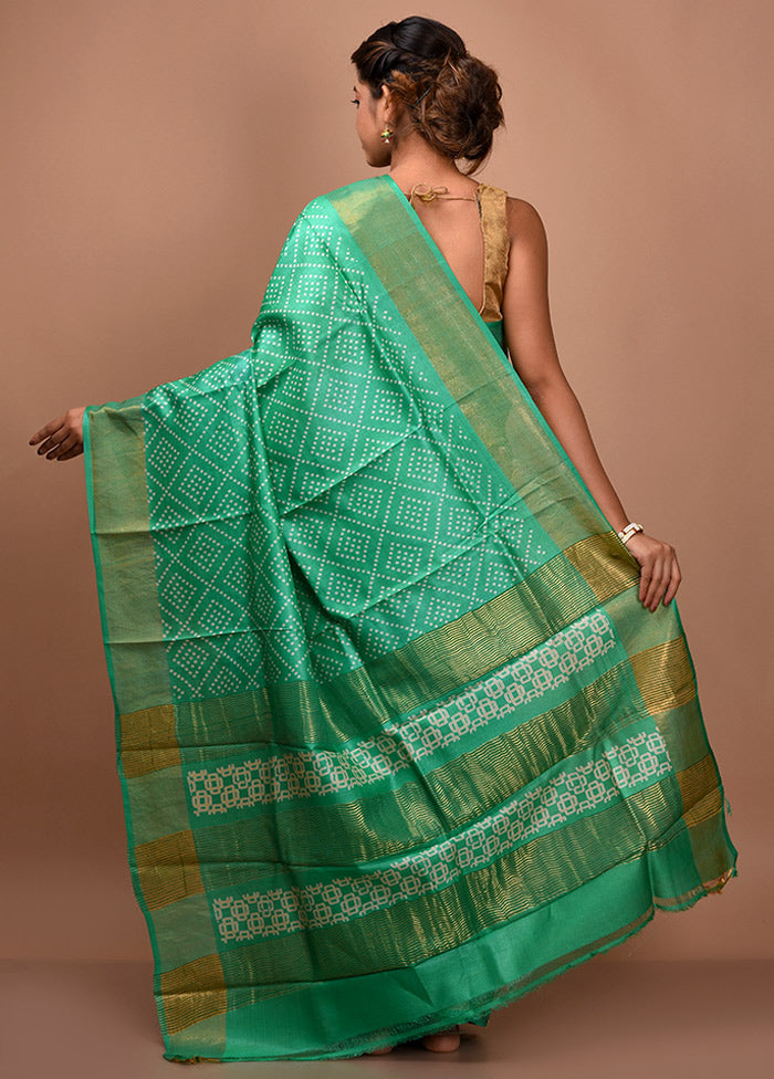 Green Tussar Silk Saree With Blouse Piece - Indian Silk House Agencies