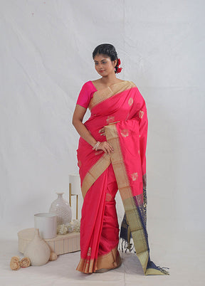 Pink Kanjivaram Silk Saree With Blouse Piece - Indian Silk House Agencies