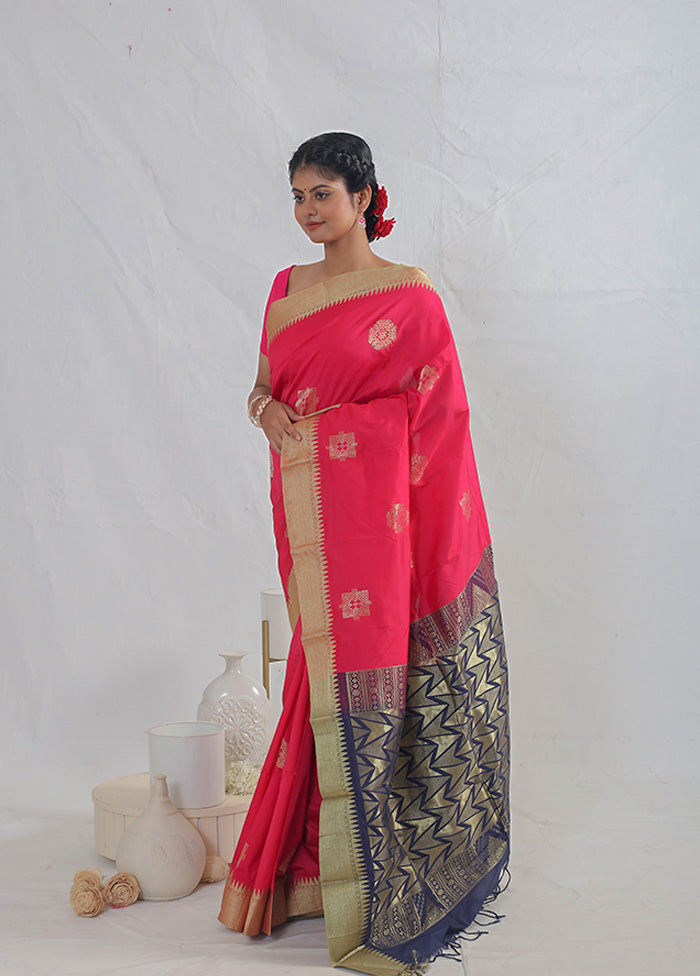 Pink Kanjivaram Silk Saree With Blouse Piece - Indian Silk House Agencies