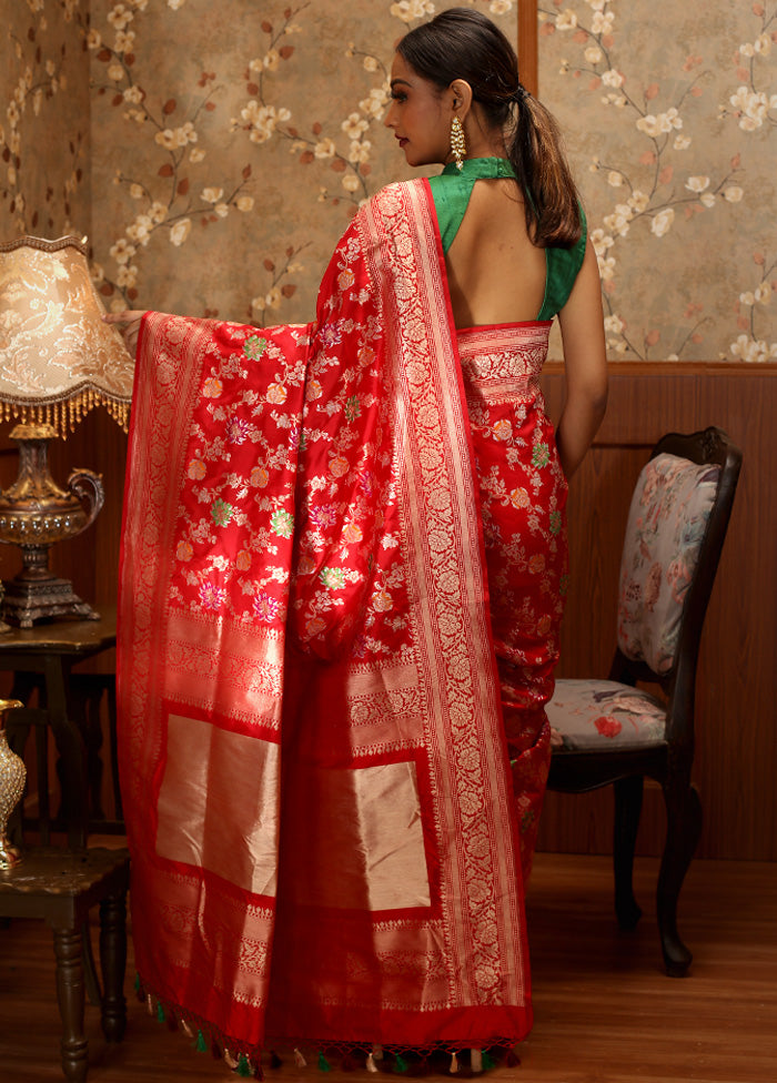 Red Pure Uppada Silk Saree With Blouse Piece - Indian Silk House Agencies