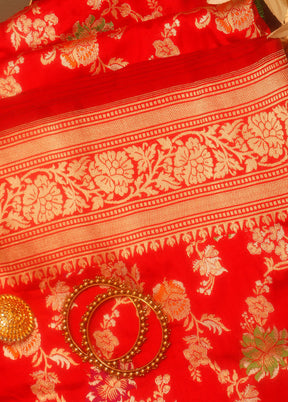 Red Pure Uppada Silk Saree With Blouse Piece - Indian Silk House Agencies