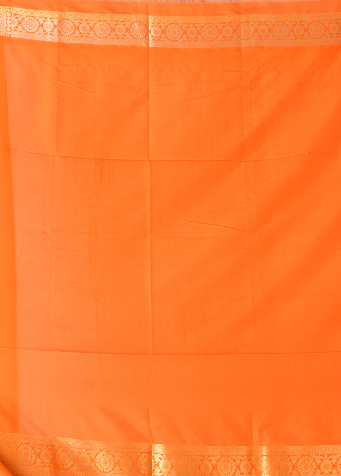 Orange Uppada Silk Zari Woven Saree With Blouse - Indian Silk House Agencies