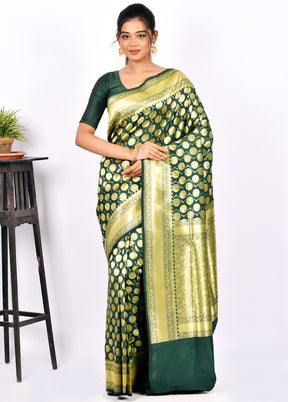 Bottle Green Uppada Silk Saree With Blouse Piece - Indian Silk House Agencies