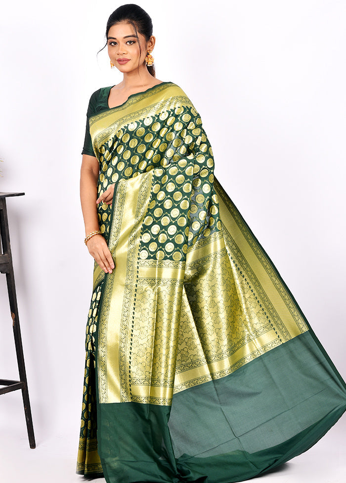 Bottle Green Uppada Silk Saree With Blouse Piece - Indian Silk House Agencies